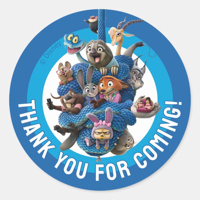 Zootopia 2 Character Birthday Party Classic Round Sticker (Front)