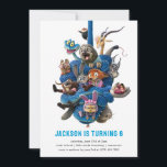 Zootopia 2 Character Birthday Party Invitation<br><div class="desc">Invite friends to an action-packed celebration with this fun Zootopia 2 birthday invitation featuring Nick Wilde, Judy Hopps, Flash, and all their animated friends stacked together in a playful design. The bold black and white geometric pattern on the back adds a modern touch, while bright blue text highlights your child’s...</div>