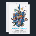 Zootopia 2 Character Birthday Party Invitation<br><div class="desc">Invite friends to an action-packed celebration with this fun Zootopia 2 birthday invitation featuring Nick Wilde, Judy Hopps, Flash, and all their animated friends stacked together in a playful design. The bold black and white geometric pattern on the back adds a modern touch, while bright blue text highlights your child’s...</div>