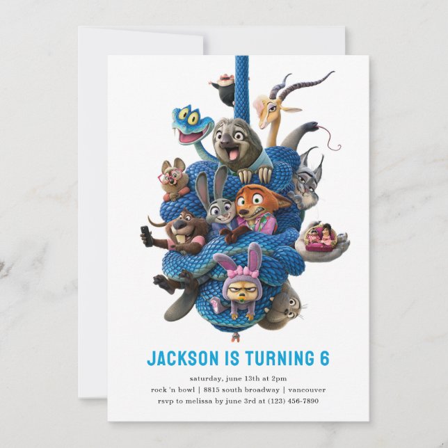 Zootopia 2 Character Birthday Party Invitation (Front)