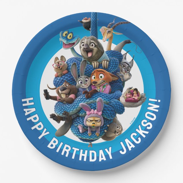 Zootopia 2 Character Birthday Party Paper Plate (Front)