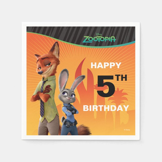 Zootopia Birthday Napkin (Front)