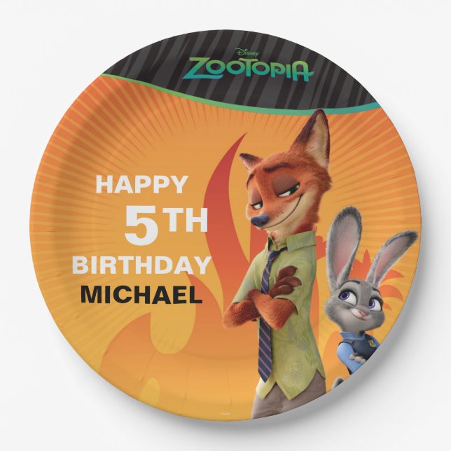 Zootopia Birthday Paper Plate (Front)