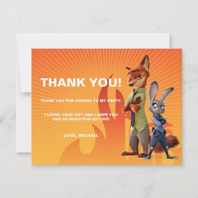 Zootopia Birthday - Thank You (Front)