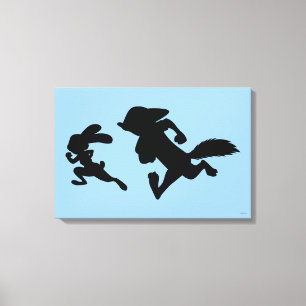 Zootopia   Judy & Nick Running Silhouette Canvas Print