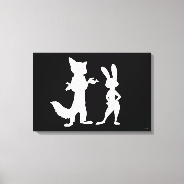 Zootopia | Judy & Nick Silhouette Canvas Print (Front)