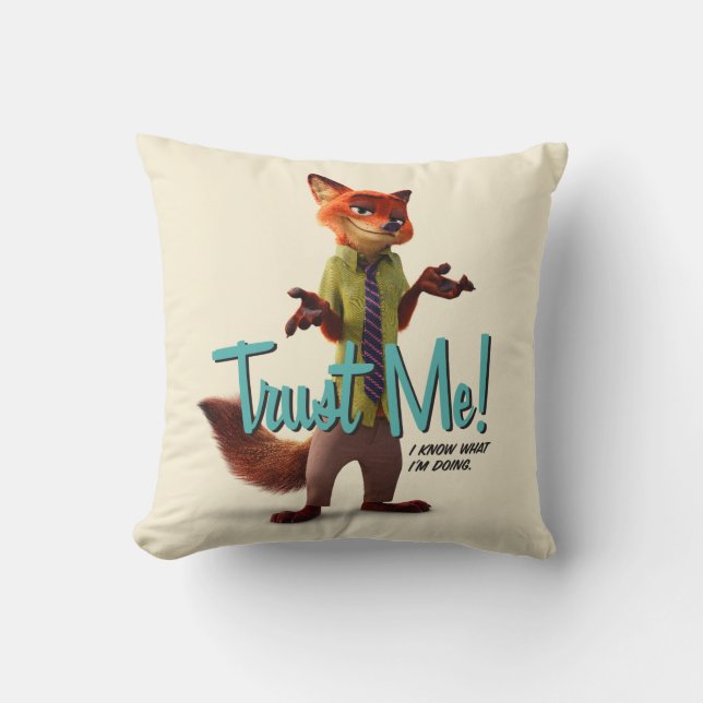 Zootopia | Nick Wilde - Trust Me! Throw Pillow (Front)
