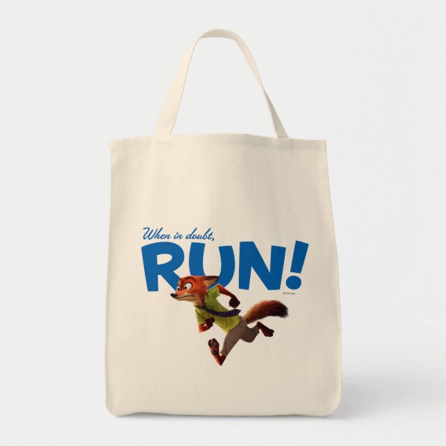 Zootopia | Nick Wilde - When in Doubt, RUN! Tote Bag (Front)