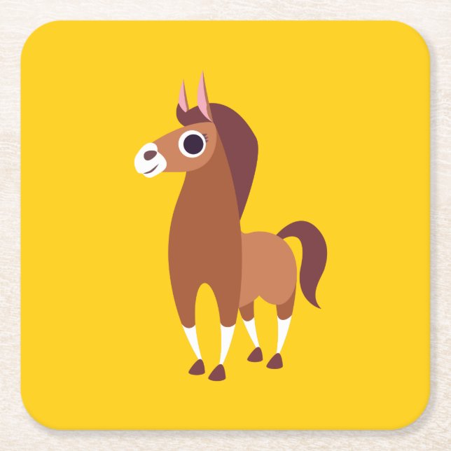 Zora the Horse Square Paper Coaster (Front)