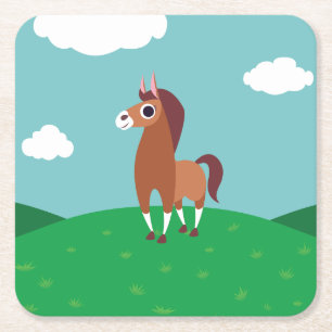 Zora the Horse Square Paper Coaster
