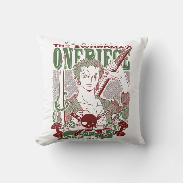 Zoro Roronoa One Piece Throw Pillow (Front)