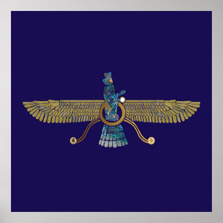 Zoroaster Ahura Mazda Zoroastrian Religion Symbol Poster