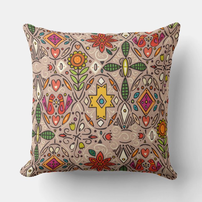 zoryana taupe throw pillow (Front)