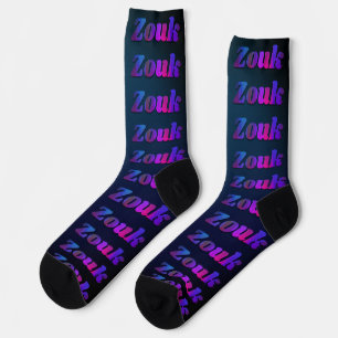 Zouk dance in dark purple, red, blue letters  socks