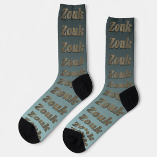 Zouk dance in dark purple, red, blue letters  socks