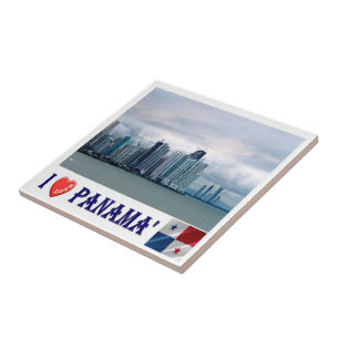 zPA001 PANAMA, I Love, Skyline, America, Tile