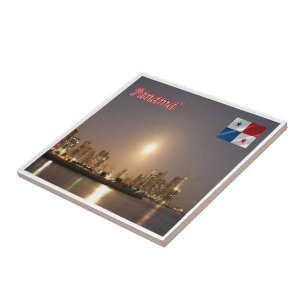 zPA004 PANAMA By Night, Skyline, America, Tile