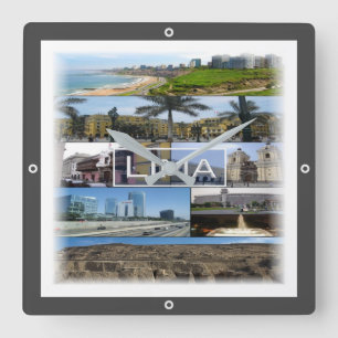 zPE008 mosaic of LIMA in Peru, America, Square Wall Clock