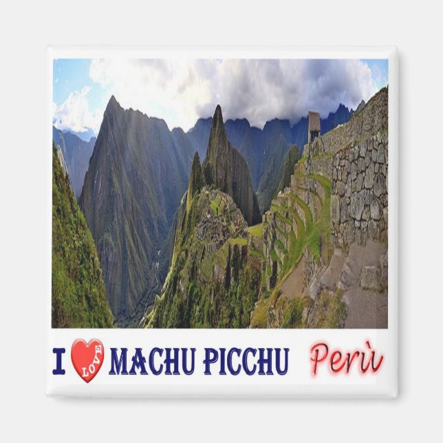 zPE027 MACHU PICCHU I Love, Mosaic, Peru, Fridge Magnet (Front)