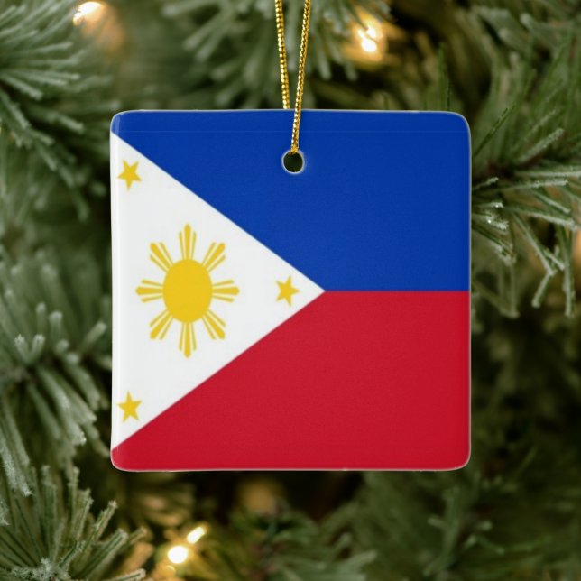 zPH001 Philippine FLAG of Philippines, Ceramic Ornament (Tree)