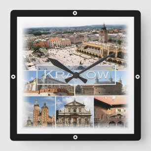 zPL004 KRAKOW, Poland, Europe, Square Wall Clock