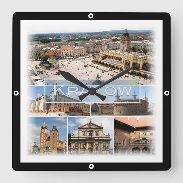 zPL004 KRAKOW, Poland, Europe, Square Wall Clock (Front)