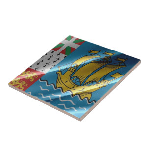 zPM002 SAINT PIERRE And MIQUELON, Waving Flag, Tile