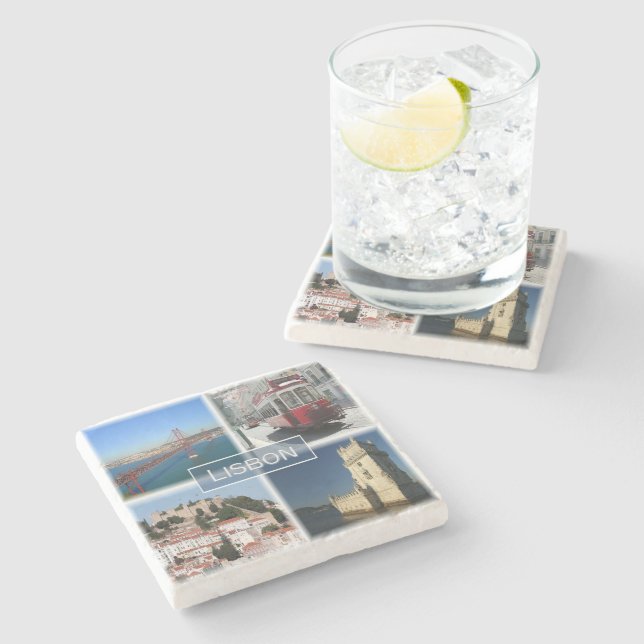 zPT007 LISBON, Portugal, Europe, Stone Coaster (Side)