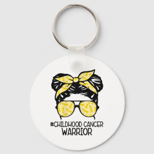 Zqxj Messy Bun Yellow Ribbon Childhood Cancer Warr Keychain