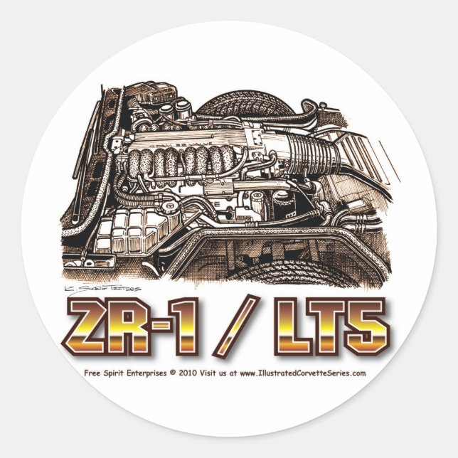 ZR1/LT5 320  Corvette Engine Classic Round Sticker (Front)