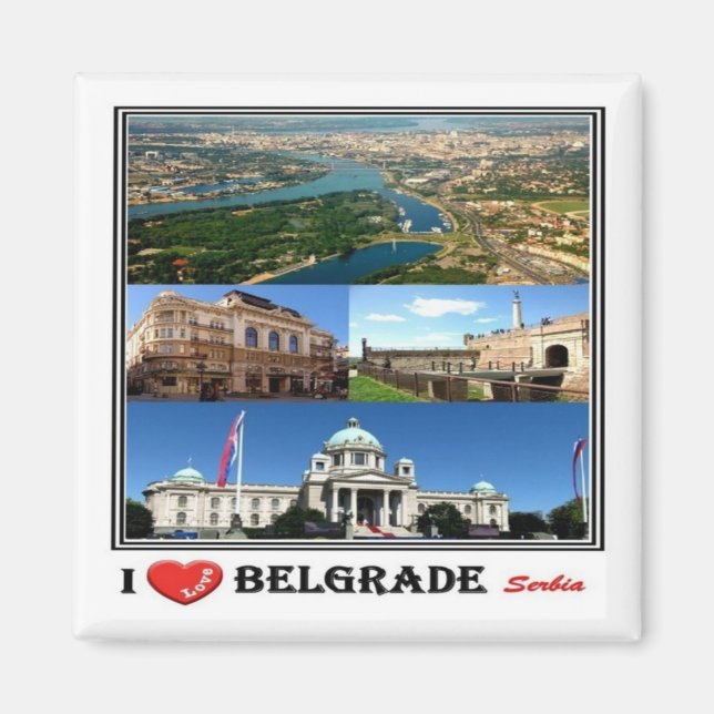 zRS003 BELGRADE "I Love", Serbia, Europe, Fridge Magnet (Front)
