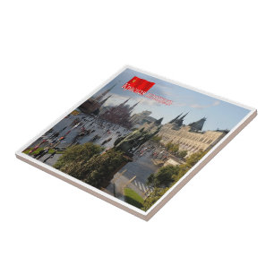 zRU019 MOSCOW RED SQUARE FLAG URSS, Russia, Tile