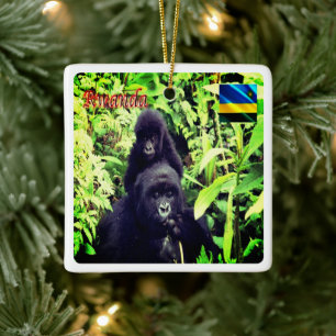 zRW003 RWANDA, Gorilla at National Park, Ceramic Ornament