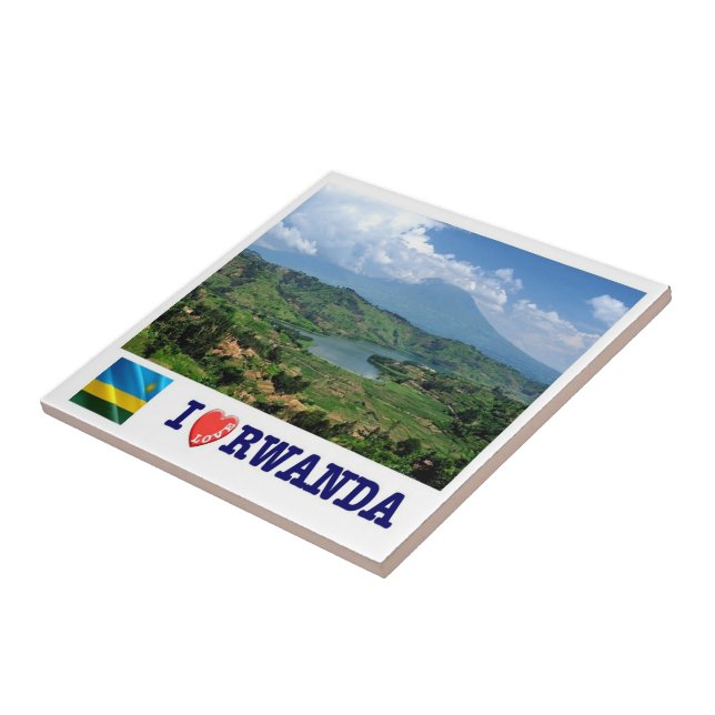 zRW007 RWANDA, I Love, Virunga Mountains, Tile (Side)