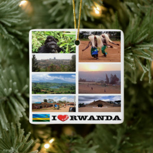 zRW011 RWANDA I Love, Mosaic, Africa, Ceramic Ornament