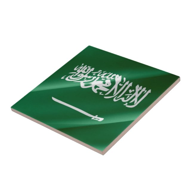 zSA002 waving Saudi FLAG Saudi Arabia, Tile (Side)
