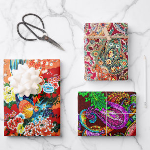 Zsa Zsa, Mah Jongg and Melange Paisley Wrapping Pa Wrapping Paper Sheet