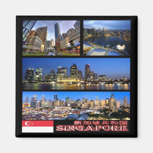 zSG003 SINGAPORE collage LION CITY, Asia, Fridge Magnet