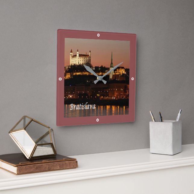 zSK005 BRATISLAVA, Slovakia, Europe, Square Wall Clock (Office)