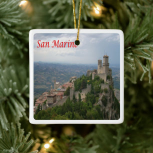 zSM007 MONTE TITANO panorama, San Marino, Ceramic Ornament