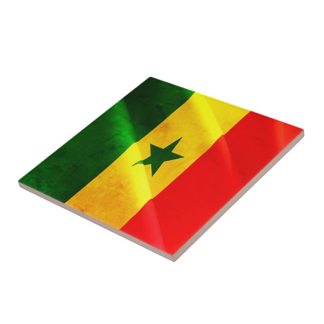 zSN002 SENEGAL, Waving Flag, Africa, Fridge Tile (Side)