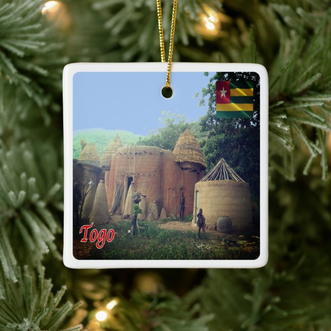 zTG008 TOGO, Taberma House, Africa, Ceramic Ornament (Tree)