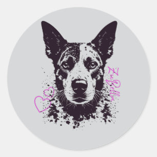 ZuBella Blue Heeler Dog Lovers Classic Round Sticker