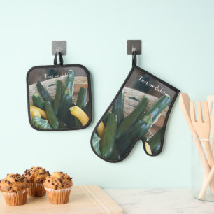 Zucchini And Squash Farm Personalized Oven Mitt & Pot Holder Set