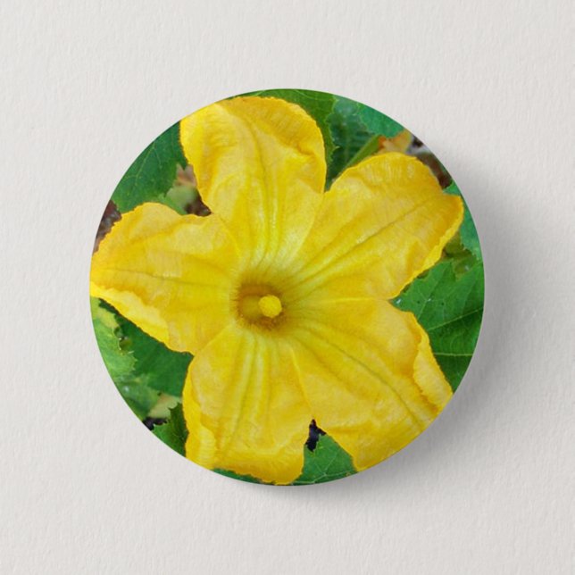 Zucchini Flower 2 Inch Round Button (Front)
