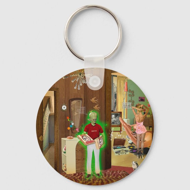 Zucchini Pizza Keychain (Front)