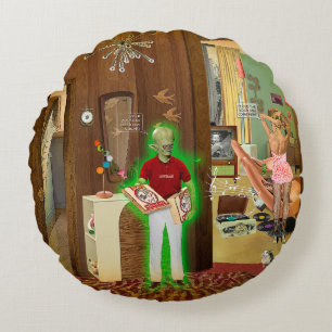 Zucchini Pizza Round Pillow