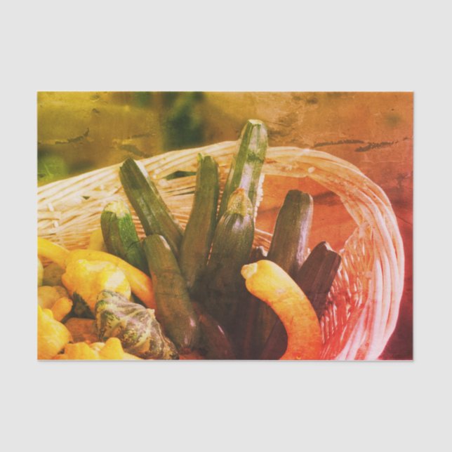 Zucchini Squash Gourd Vegetables Vintage Decoupage Tissue Paper (Front)