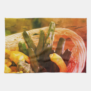 Zucchini Summer Squash Gourds Vegetables Vintage Kitchen Towel