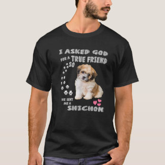 Zuchon Dog Mom Costume, Shih Tzu-Bichon Mix Pup Cu T-Shirt